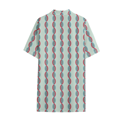 Red And Blue DNA Pattern Print Cotton Hawaiian Shirt