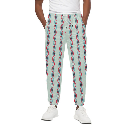 Red And Blue DNA Pattern Print Cotton Pants