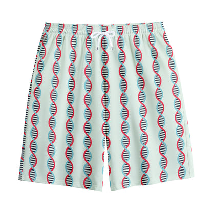 Red And Blue DNA Pattern Print Cotton Shorts