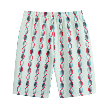 Red And Blue DNA Pattern Print Cotton Shorts