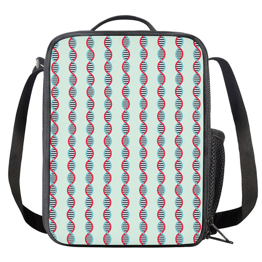Red And Blue DNA Pattern Print Crossbody Lunch Bag