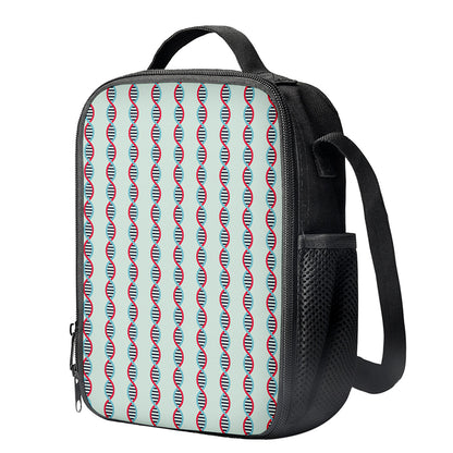 Red And Blue DNA Pattern Print Crossbody Lunch Bag