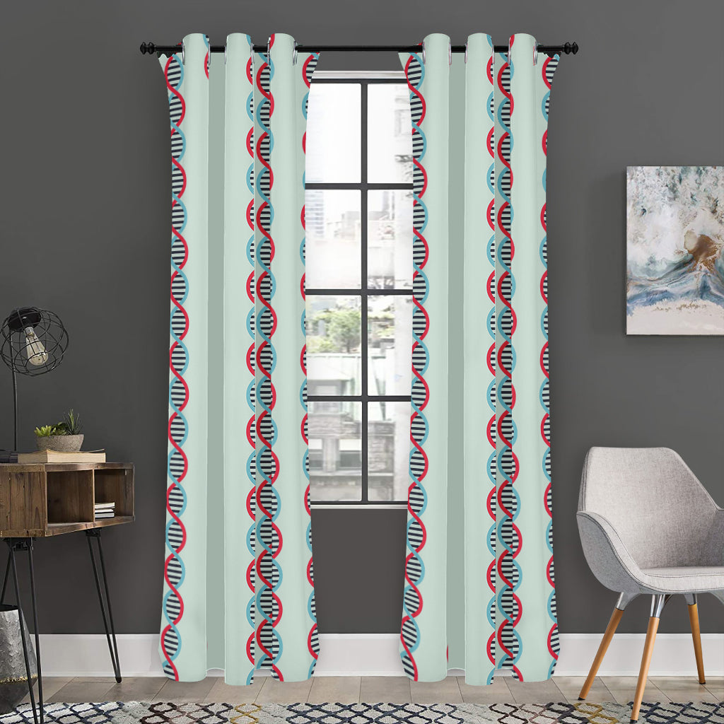 Red And Blue DNA Pattern Print Curtain