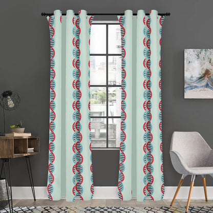 Red And Blue DNA Pattern Print Curtain
