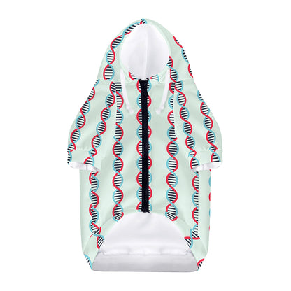 Red And Blue DNA Pattern Print Dog Zip Up Hoodie