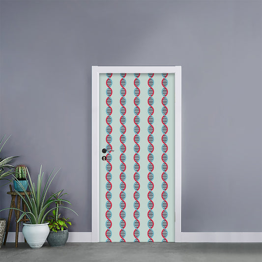 Red And Blue DNA Pattern Print Door Sticker
