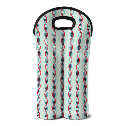 Red And Blue DNA Pattern Print Double Neoprene Wine Tote