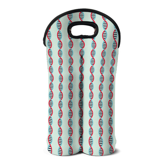 Red And Blue DNA Pattern Print Double Neoprene Wine Tote