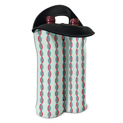 Red And Blue DNA Pattern Print Double Neoprene Wine Tote