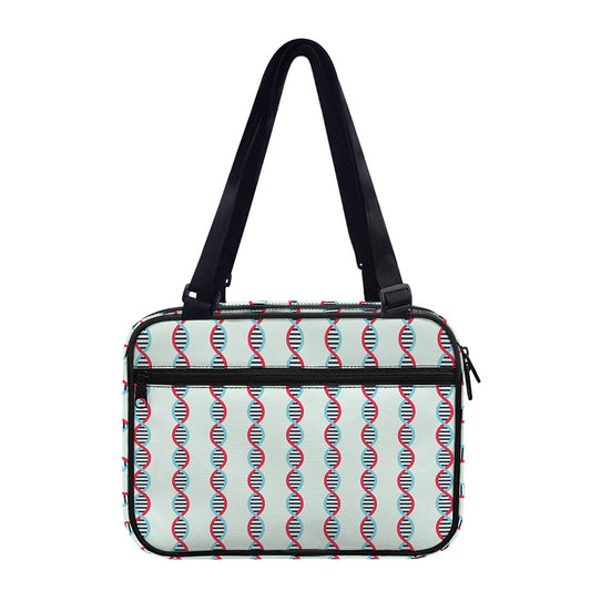 Red And Blue DNA Pattern Print Double Strap Bible Bag