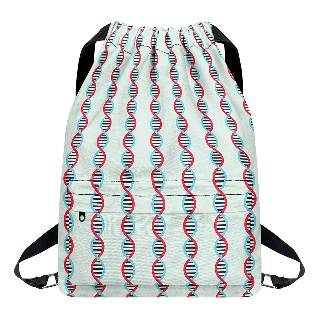 Red And Blue DNA Pattern Print Drawstring Backpack