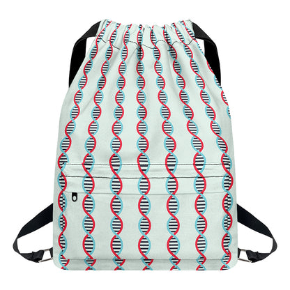 Red And Blue DNA Pattern Print Drawstring Backpack