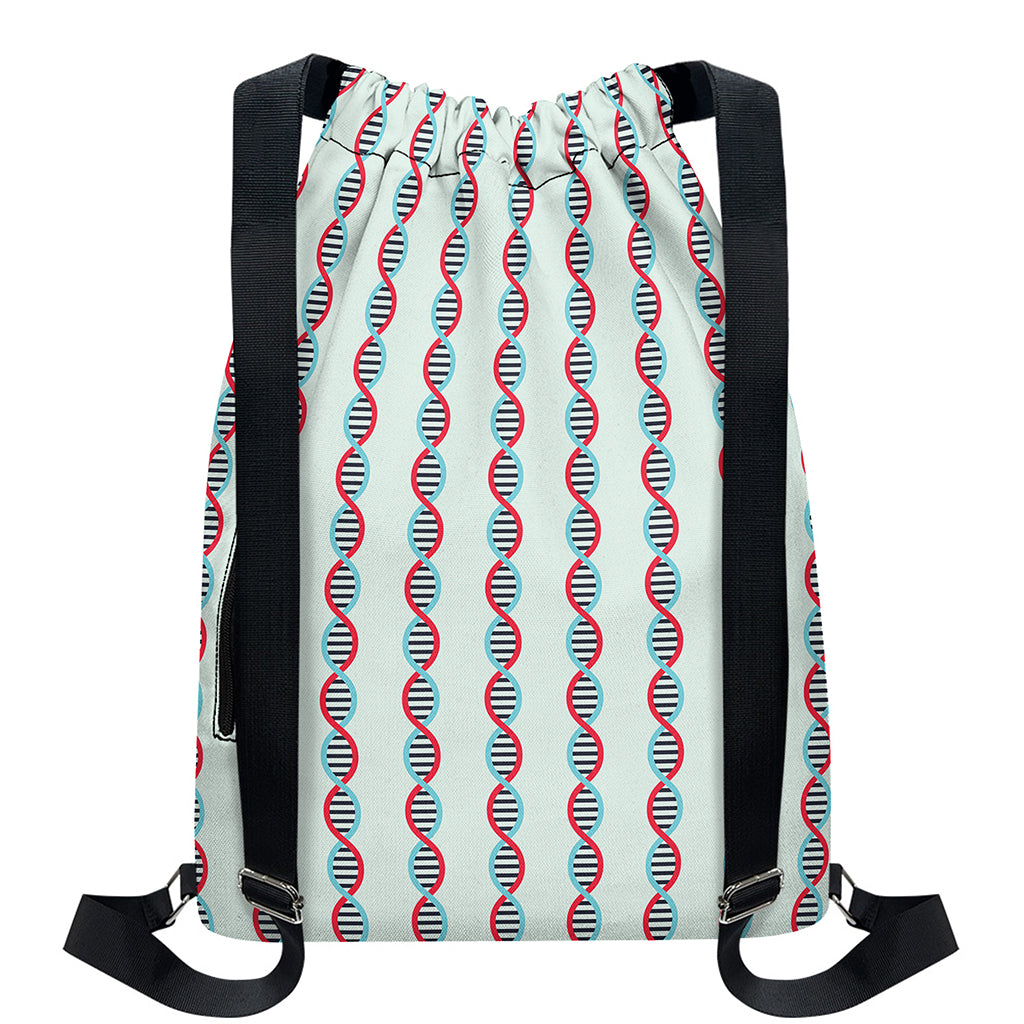 Red And Blue DNA Pattern Print Drawstring Backpack