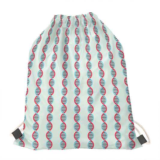 Red And Blue DNA Pattern Print Drawstring Bag