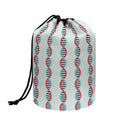 Red And Blue DNA Pattern Print Drawstring Makeup Bag