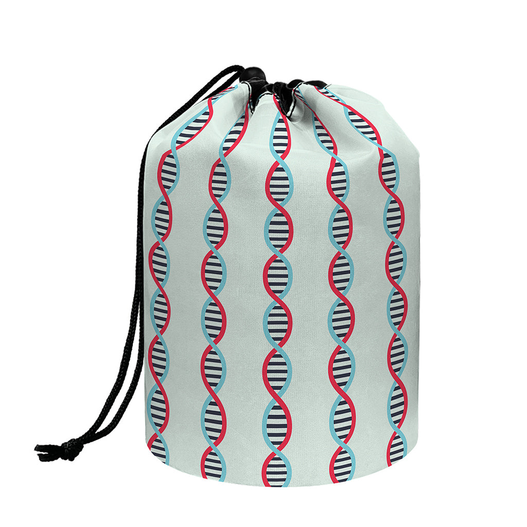Red And Blue DNA Pattern Print Drawstring Makeup Bag