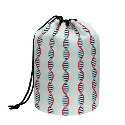Red And Blue DNA Pattern Print Drawstring Makeup Bag