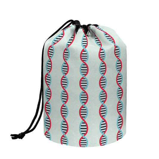 Red And Blue DNA Pattern Print Drawstring Makeup Bag