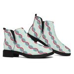 Red And Blue DNA Pattern Print Flat Ankle Boots