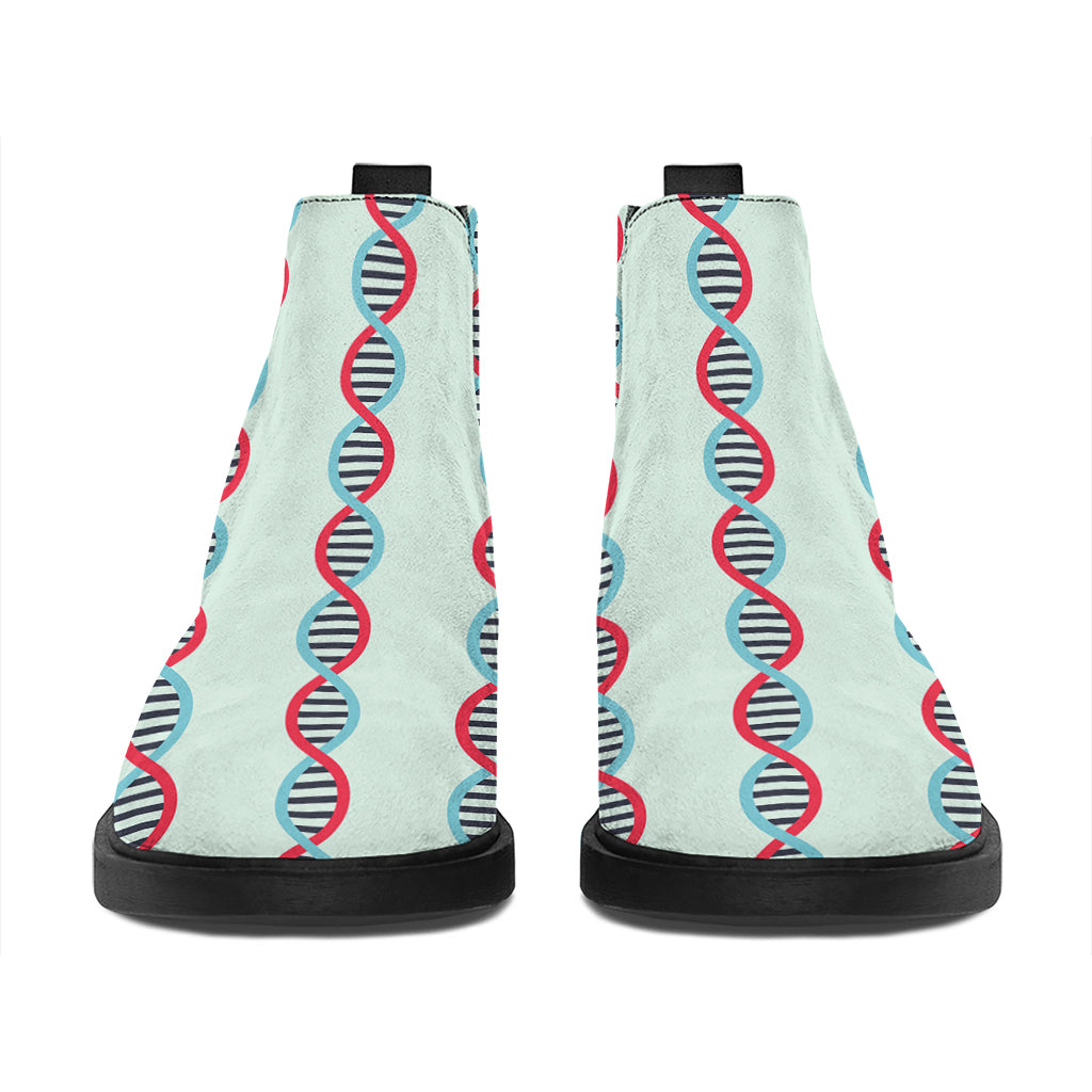 Red And Blue DNA Pattern Print Flat Ankle Boots