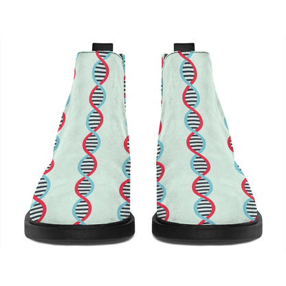Red And Blue DNA Pattern Print Flat Ankle Boots