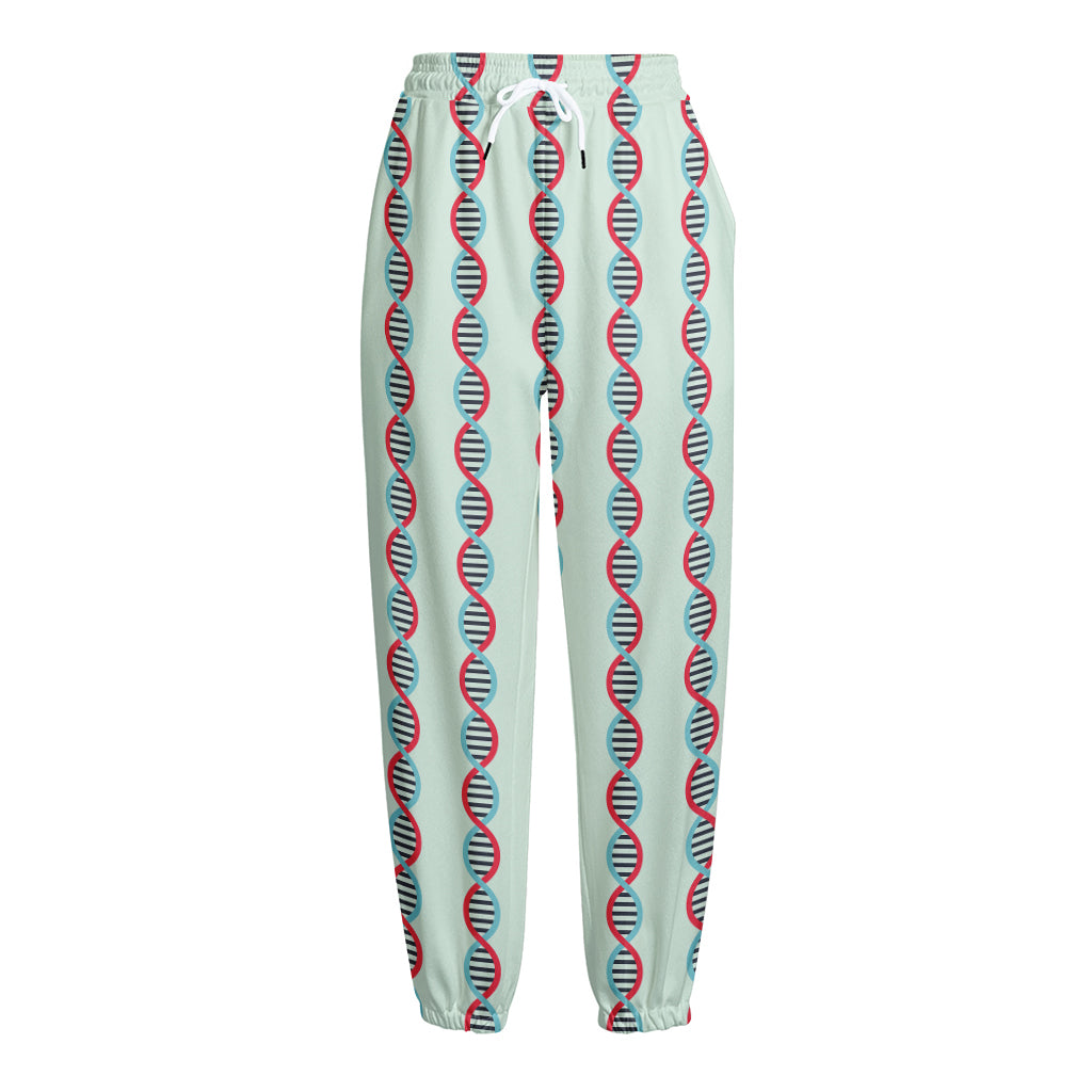 Red And Blue DNA Pattern Print Fleece Lined Knit Pants