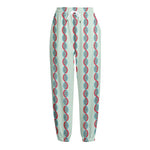 Red And Blue DNA Pattern Print Fleece Lined Knit Pants
