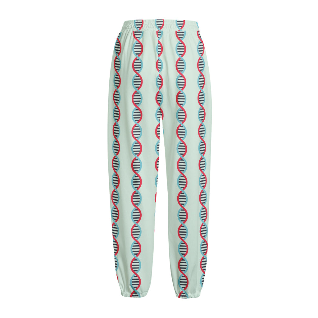 Red And Blue DNA Pattern Print Fleece Lined Knit Pants
