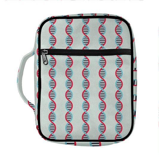 Red And Blue DNA Pattern Print Front Pocket Bible Bag
