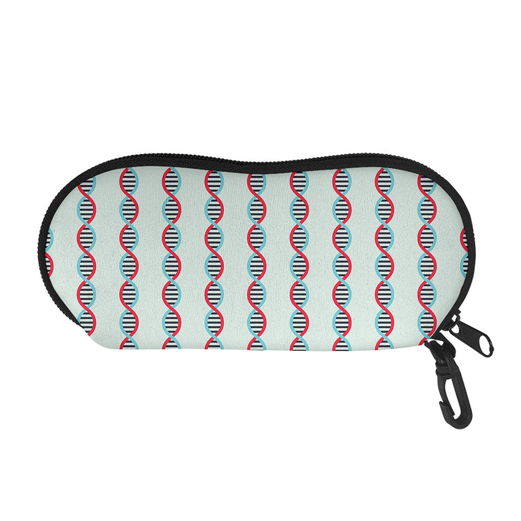 Red And Blue DNA Pattern Print Glasses Case