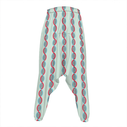 Red And Blue DNA Pattern Print Hammer Pants