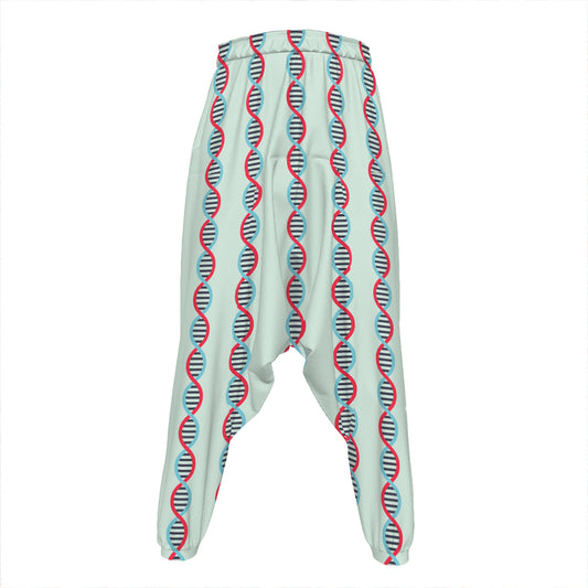 Red And Blue DNA Pattern Print Hammer Pants