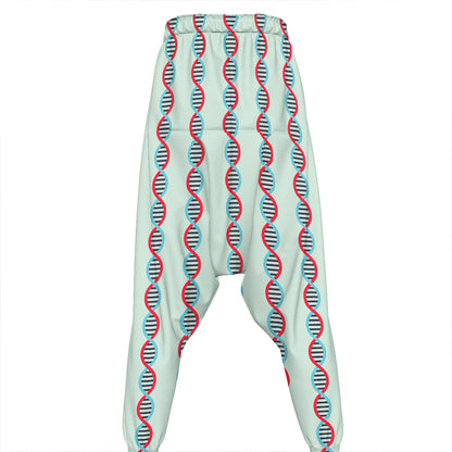 Red And Blue DNA Pattern Print Hammer Pants