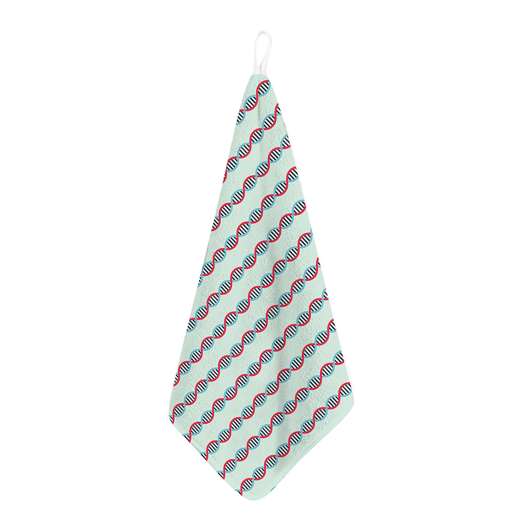 Red And Blue DNA Pattern Print Hand Towel