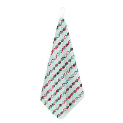 Red And Blue DNA Pattern Print Hand Towel