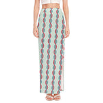 Red And Blue DNA Pattern Print High Slit Maxi Skirt