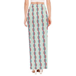 Red And Blue DNA Pattern Print High Slit Maxi Skirt