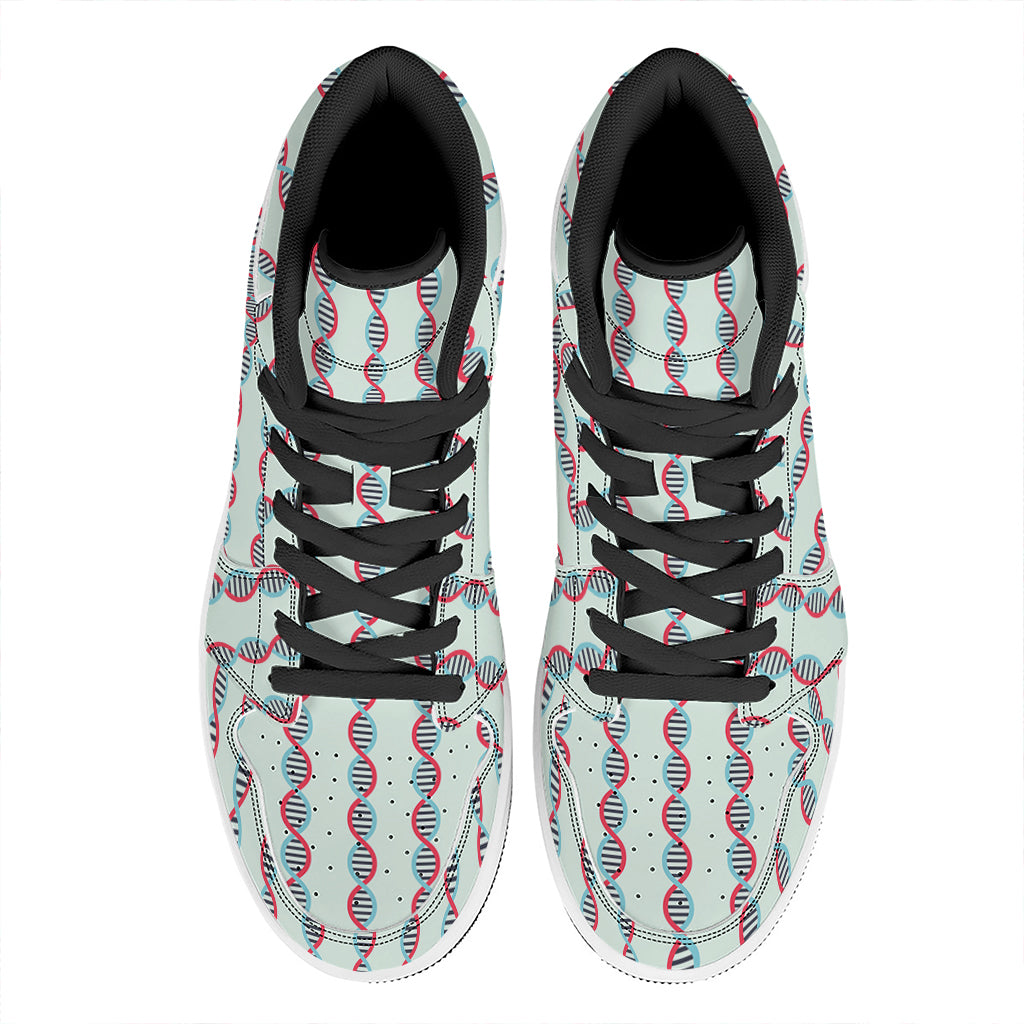 Red And Blue DNA Pattern Print High Top Leather Sneakers