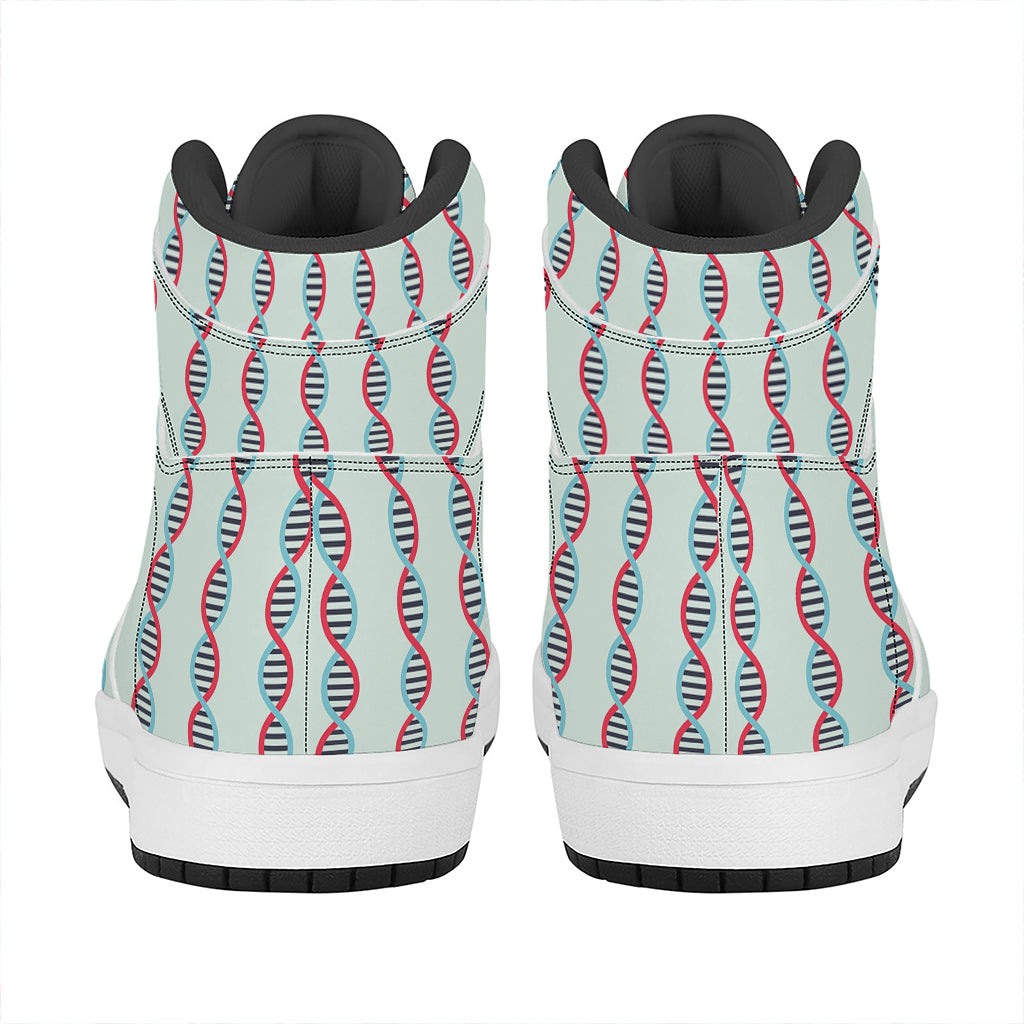 Red And Blue DNA Pattern Print High Top Leather Sneakers