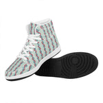 Red And Blue DNA Pattern Print High Top Leather Sneakers