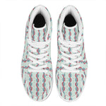 Red And Blue DNA Pattern Print High Top Leather Sneakers