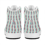 Red And Blue DNA Pattern Print High Top Leather Sneakers