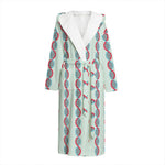 Red And Blue DNA Pattern Print Hooded Bathrobe
