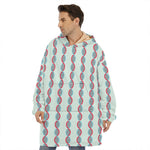 Red And Blue DNA Pattern Print Hoodie Blanket