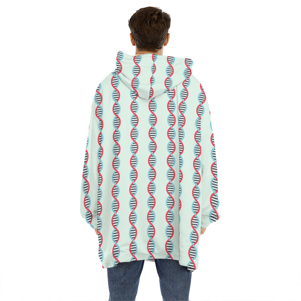 Red And Blue DNA Pattern Print Hoodie Blanket