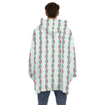 Red And Blue DNA Pattern Print Hoodie Blanket