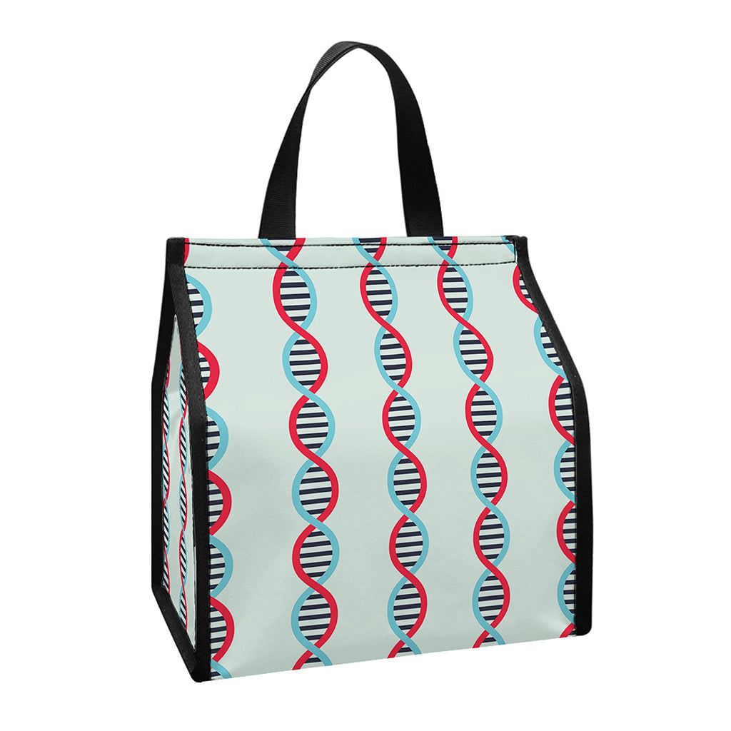 Red And Blue DNA Pattern Print Insulated Lunch Tote