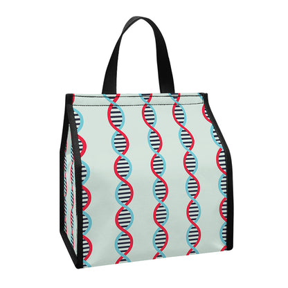 Red And Blue DNA Pattern Print Insulated Lunch Tote