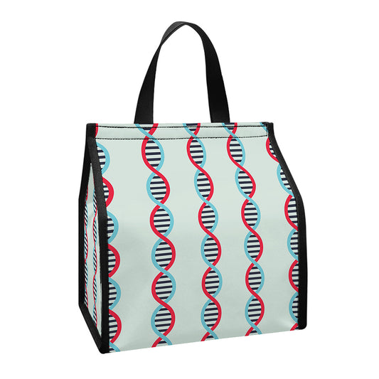 Red And Blue DNA Pattern Print Insulated Lunch Tote