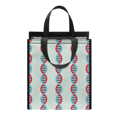 Red And Blue DNA Pattern Print Insulated Lunch Tote